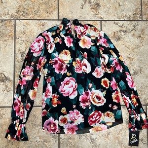 Girls floral lined sheer top
